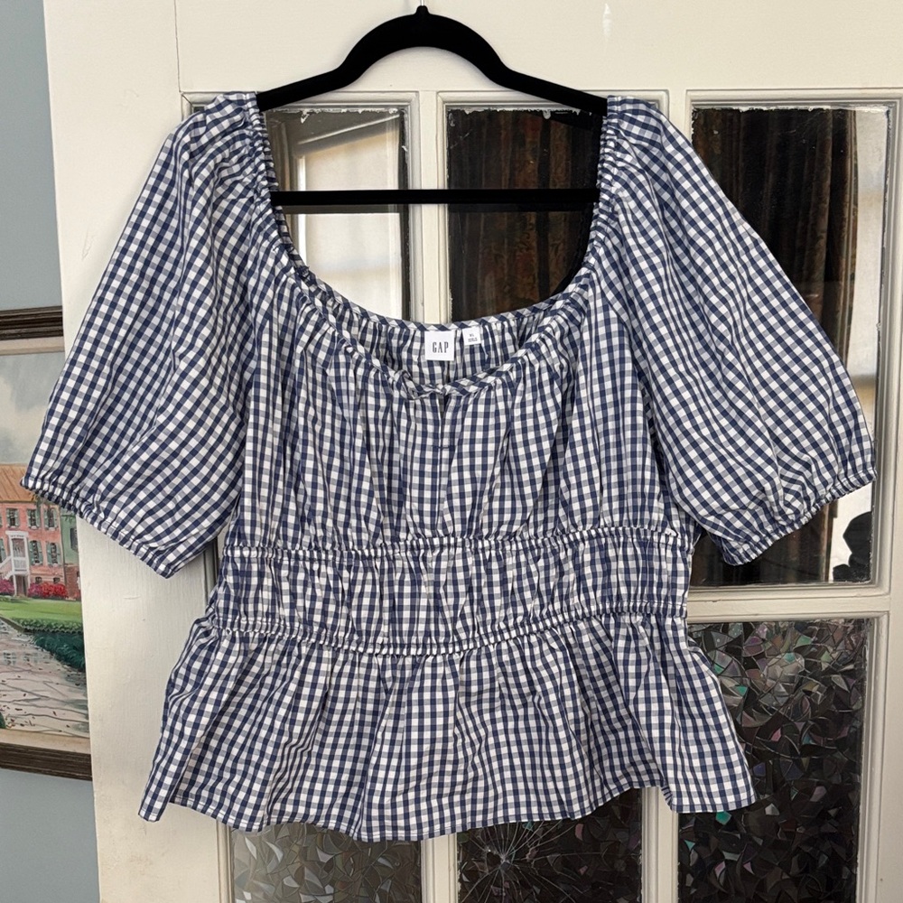 GAP Navy Gingham Women's Blouse